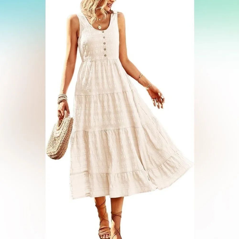 NAÏF lined tiered ivory rayon sundress - Picture 12 of 15